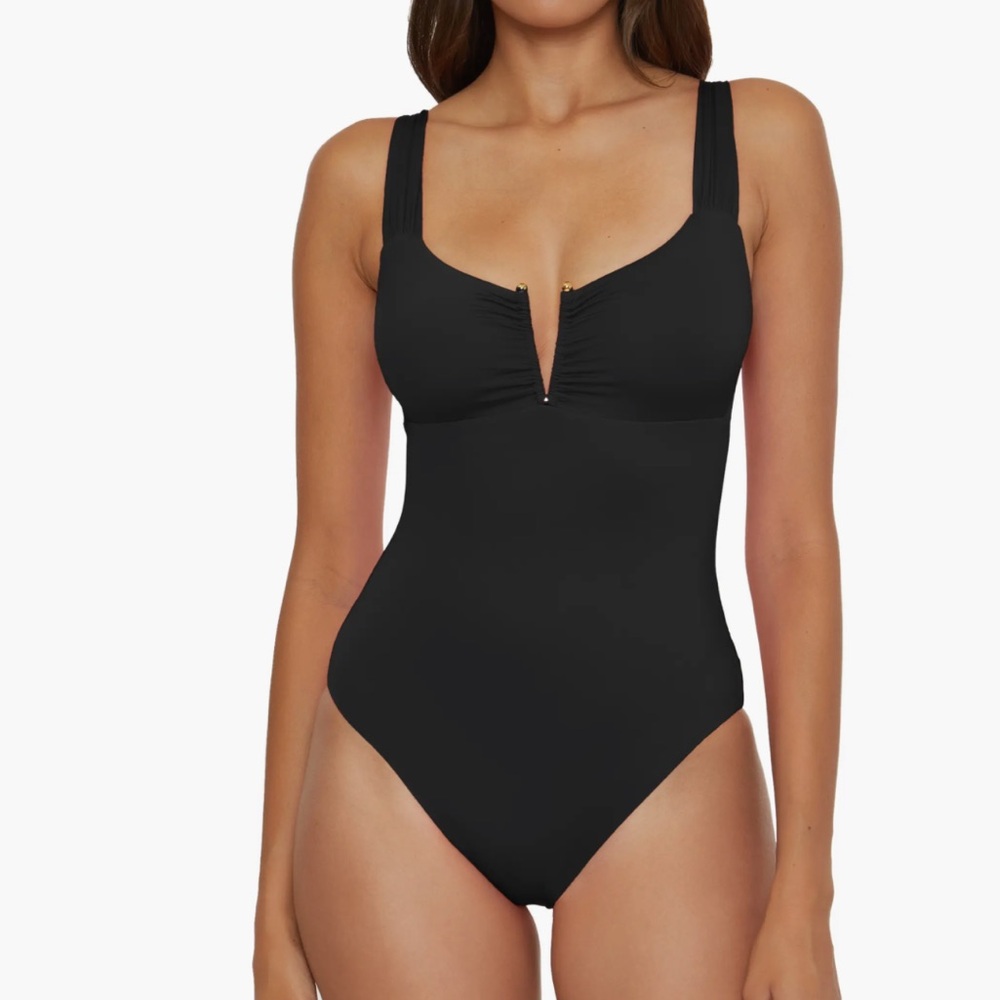 BECCA Color Code V-Wire One-Piece Swimsuit Black Medium NWOT
